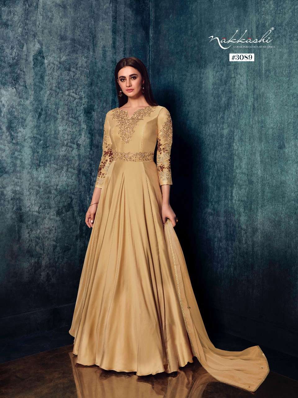 BREEZE BY NAKKASHI 3087 TO 3093 SERIES BEAUTIFUL STYLISH FANCY COLORFUL CASUAL WEAR & ETHNIC WEAR MODAL SATIN GOWNS WITH DUPATTA AT WHOLESALE PRICE