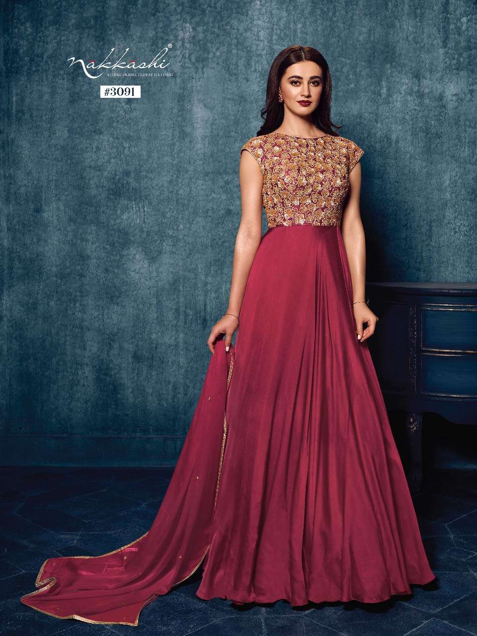 BREEZE BY NAKKASHI 3087 TO 3093 SERIES BEAUTIFUL STYLISH FANCY COLORFUL CASUAL WEAR & ETHNIC WEAR MODAL SATIN GOWNS WITH DUPATTA AT WHOLESALE PRICE