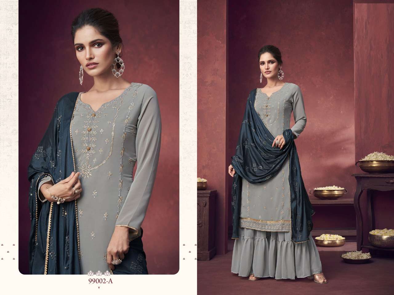 GLAMOUR 99002 COLOURS BY MOHINI FASHION 99002-A TO 99002-D SERIES DESIGNER FESTIVE SUITS COLLECTION BEAUTIFUL STYLISH FANCY COLORFUL PARTY WEAR & OCCASIONAL WEAR GEORGETTE EMBROIDERED DRESSES AT WHOLESALE PRICE