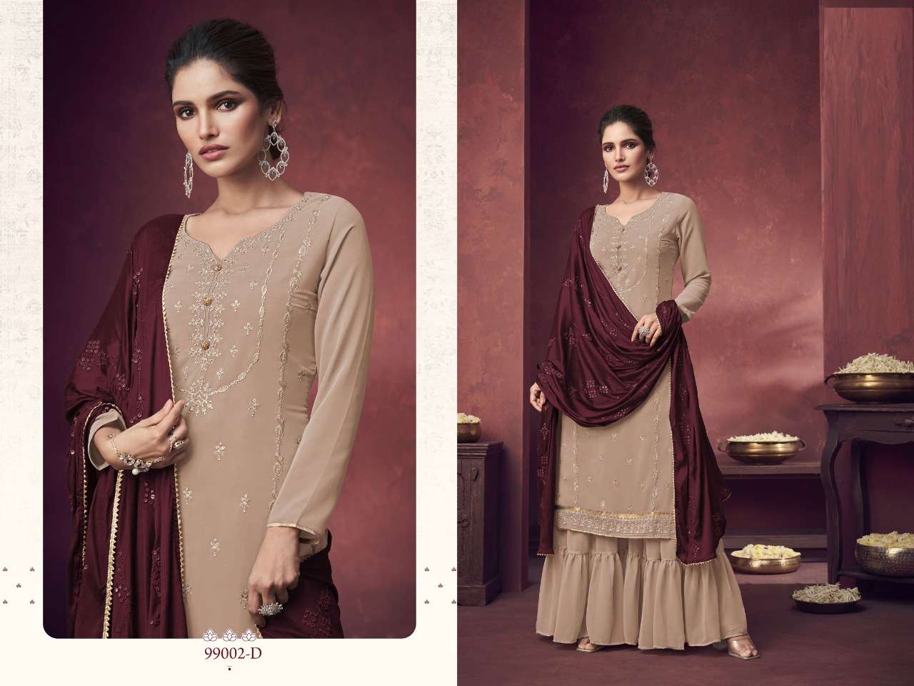 GLAMOUR 99002 COLOURS BY MOHINI FASHION 99002-A TO 99002-D SERIES DESIGNER FESTIVE SUITS COLLECTION BEAUTIFUL STYLISH FANCY COLORFUL PARTY WEAR & OCCASIONAL WEAR GEORGETTE EMBROIDERED DRESSES AT WHOLESALE PRICE