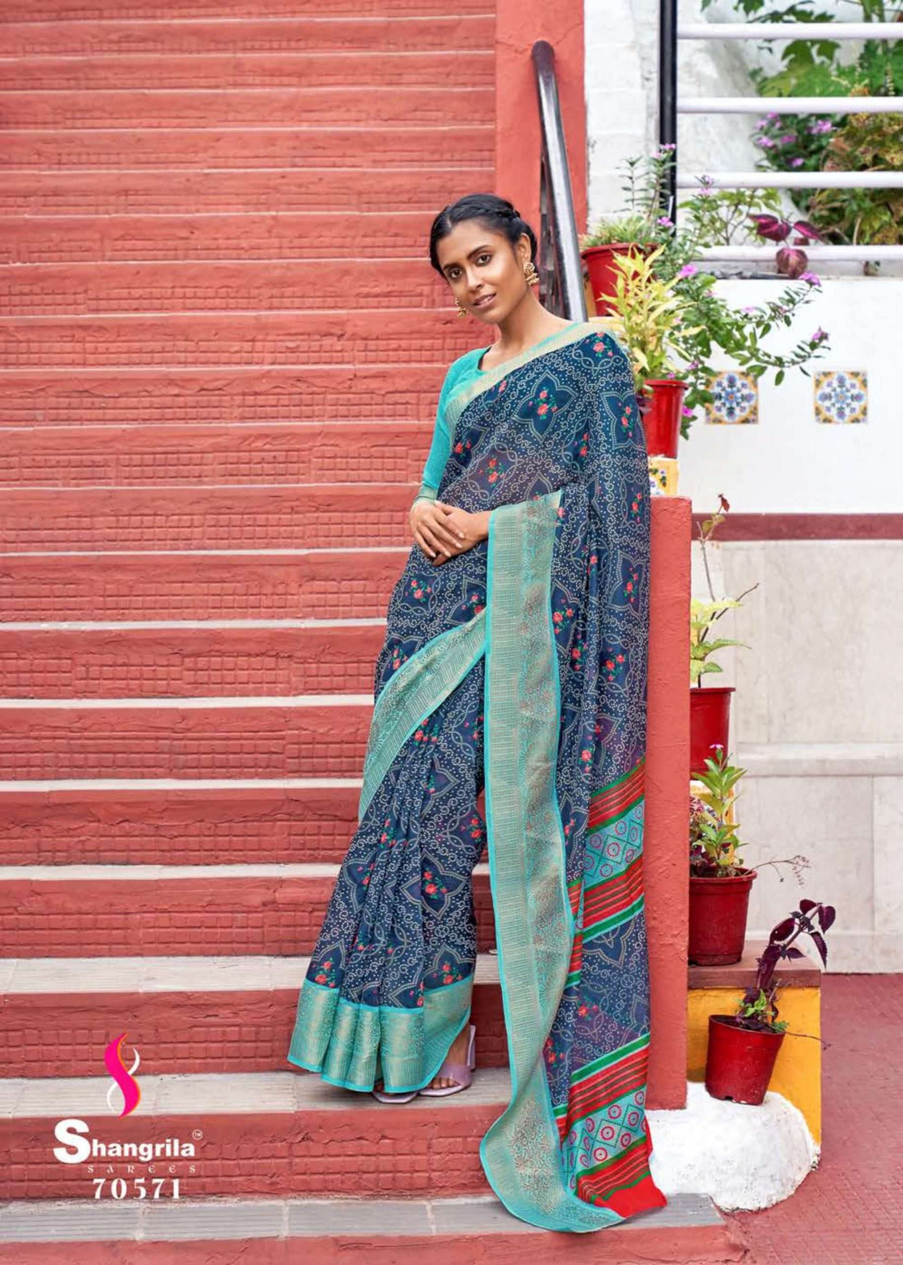 MUGDHA COTTON VOL-2 BY SHANGRILA 70571 TO 70582 SERIES INDIAN TRADITIONAL WEAR COLLECTION BEAUTIFUL STYLISH FANCY COLORFUL PARTY WEAR & OCCASIONAL WEAR COTTON PRINT SAREES AT WHOLESALE PRICE