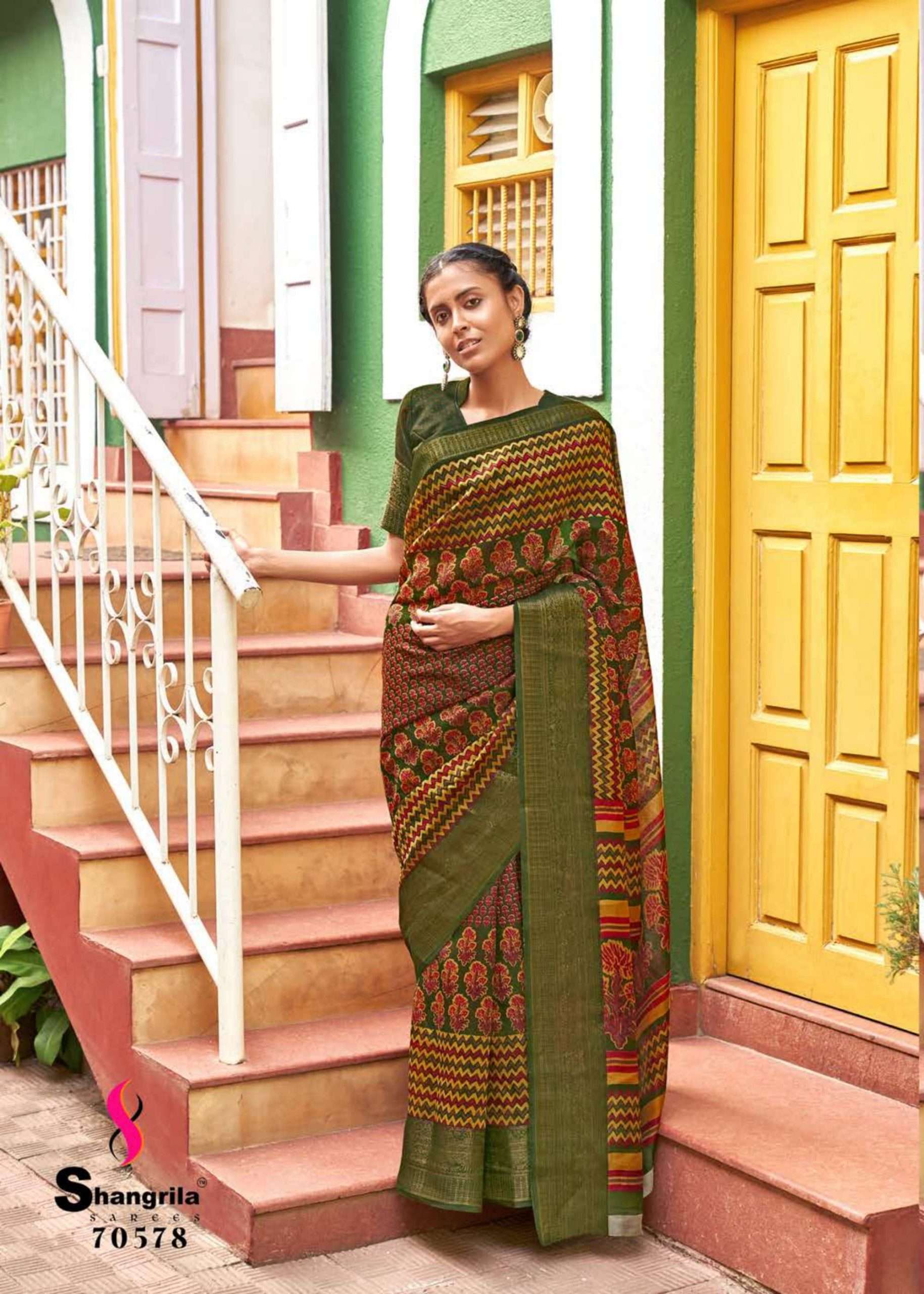 MUGDHA COTTON VOL-2 BY SHANGRILA 70571 TO 70582 SERIES INDIAN TRADITIONAL WEAR COLLECTION BEAUTIFUL STYLISH FANCY COLORFUL PARTY WEAR & OCCASIONAL WEAR COTTON PRINT SAREES AT WHOLESALE PRICE