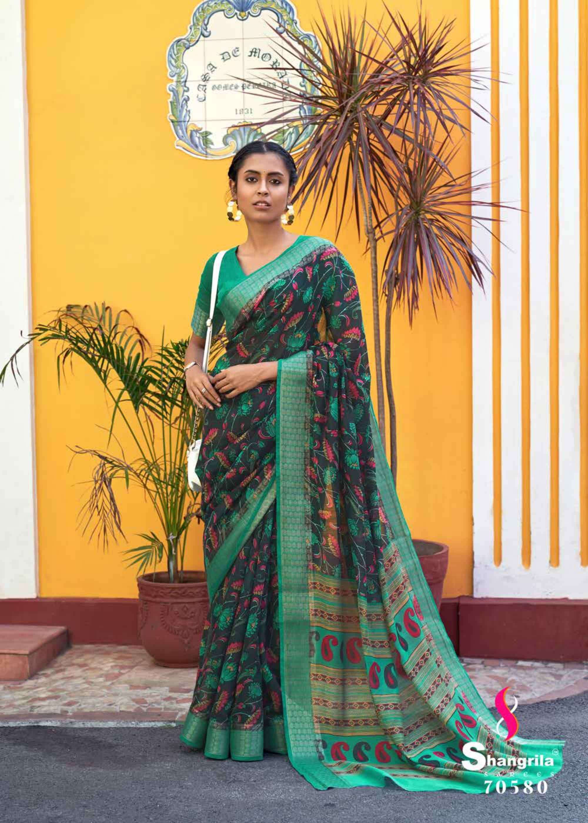 MUGDHA COTTON VOL-2 BY SHANGRILA 70571 TO 70582 SERIES INDIAN TRADITIONAL WEAR COLLECTION BEAUTIFUL STYLISH FANCY COLORFUL PARTY WEAR & OCCASIONAL WEAR COTTON PRINT SAREES AT WHOLESALE PRICE