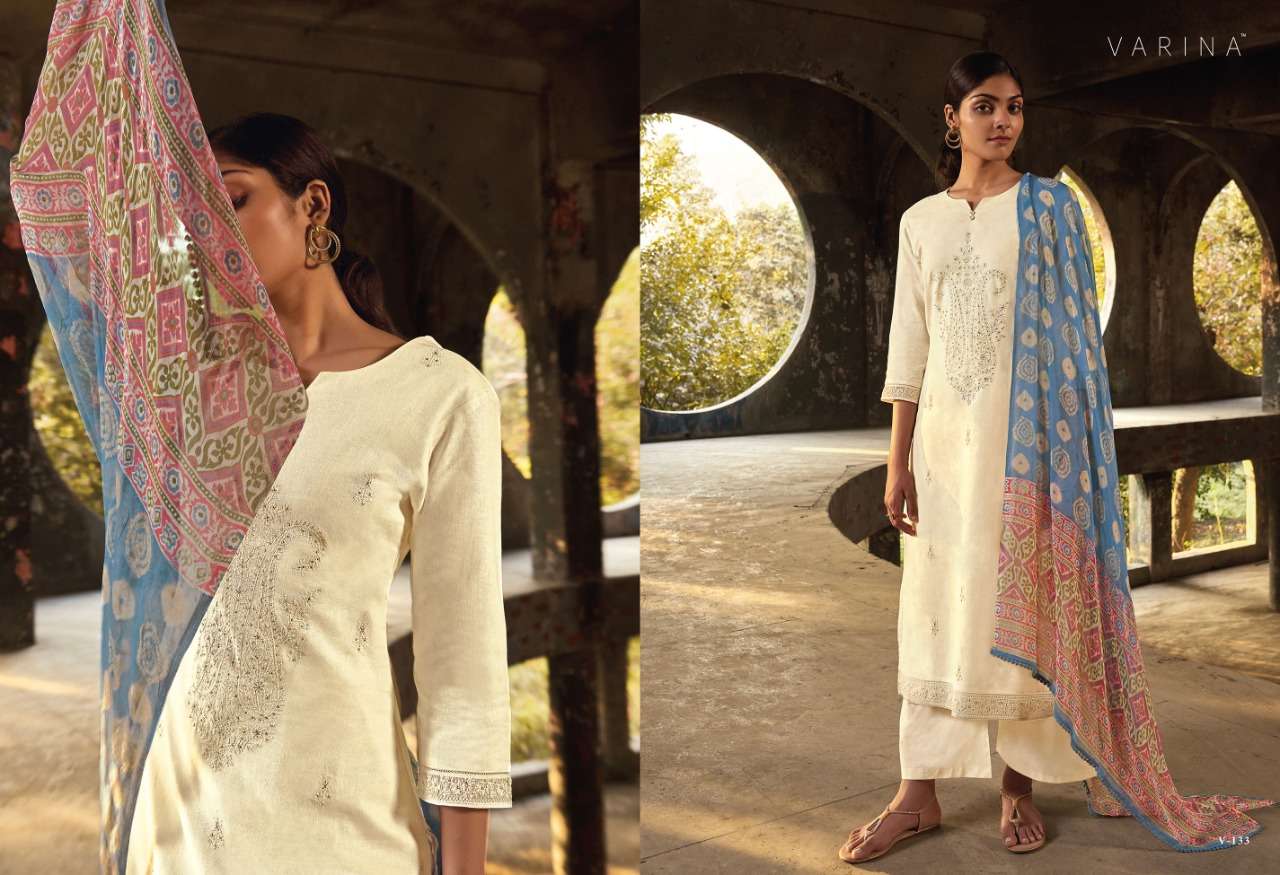 KAYA BY VARINA 131 TO 136 SERIES BEAUTIFUL SUITS COLORFUL STYLISH FANCY CASUAL WEAR & ETHNIC WEAR LINEN COTTON EMBROIDERED DRESSES AT WHOLESALE PRICE