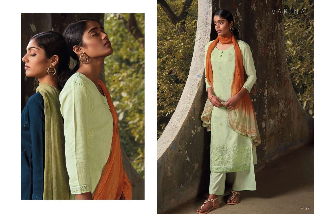 KAYA BY VARINA 131 TO 136 SERIES BEAUTIFUL SUITS COLORFUL STYLISH FANCY CASUAL WEAR & ETHNIC WEAR LINEN COTTON EMBROIDERED DRESSES AT WHOLESALE PRICE