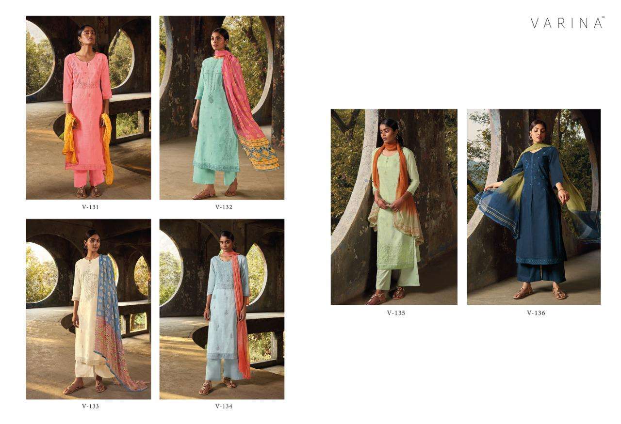 KAYA BY VARINA 131 TO 136 SERIES BEAUTIFUL SUITS COLORFUL STYLISH FANCY CASUAL WEAR & ETHNIC WEAR LINEN COTTON EMBROIDERED DRESSES AT WHOLESALE PRICE