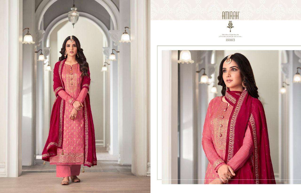 KHWAHISH BY AMIRAH 16001 TO 16006 SERIES BEAUTIFUL STYLISH SUITS FANCY COLORFUL CASUAL WEAR & ETHNIC WEAR & READY TO WEAR DOLA SILK JACQUARD DRESSES AT WHOLESALE PRICE