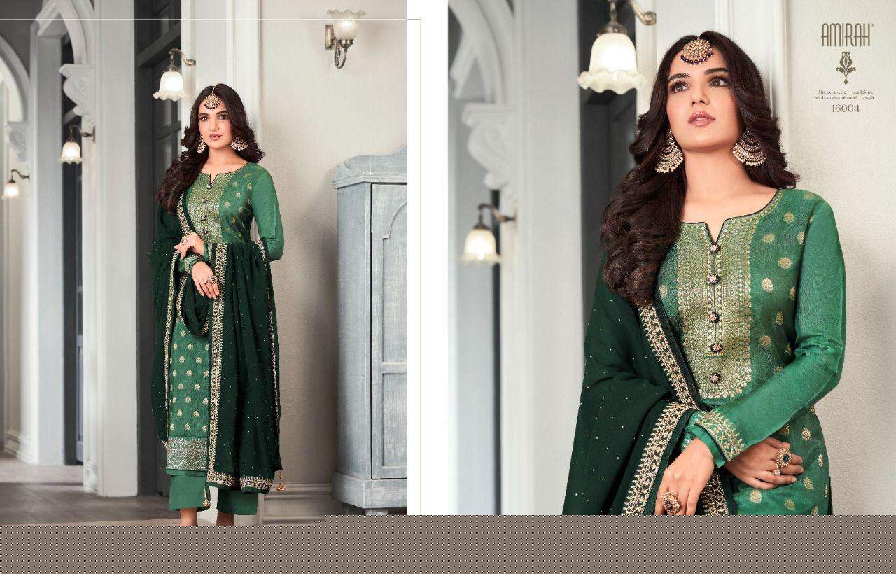 KHWAHISH BY AMIRAH 16001 TO 16006 SERIES BEAUTIFUL STYLISH SUITS FANCY COLORFUL CASUAL WEAR & ETHNIC WEAR & READY TO WEAR DOLA SILK JACQUARD DRESSES AT WHOLESALE PRICE