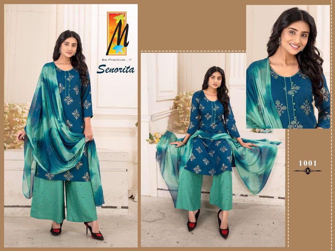 SENORITA BY MASTER 1001 TO 1008 SERIES BEAUTIFUL SHARARA SUITS COLORFUL STYLISH FANCY CASUAL WEAR & ETHNIC WEAR HEAVY RAYON EMBROIDERED DRESSES AT WHOLESALE PRICE