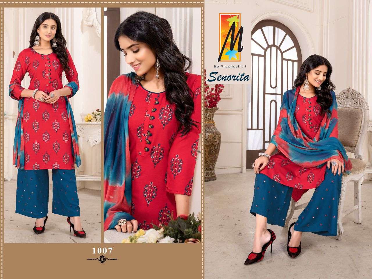 SENORITA BY MASTER 1001 TO 1008 SERIES BEAUTIFUL SHARARA SUITS COLORFUL STYLISH FANCY CASUAL WEAR & ETHNIC WEAR HEAVY RAYON EMBROIDERED DRESSES AT WHOLESALE PRICE