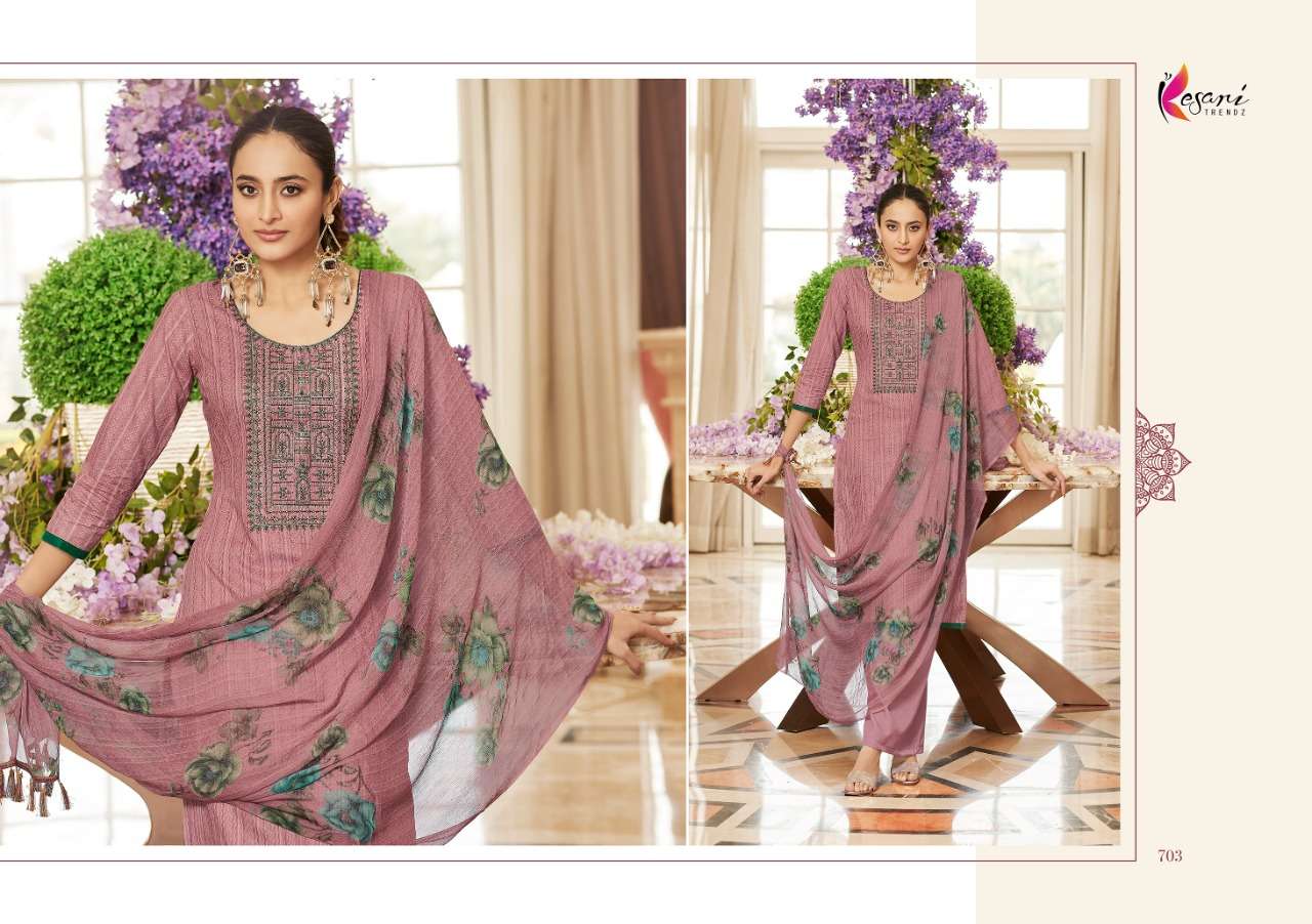 PALAK BY KESARI TRENDZ 701 TO 708 SERIES BEAUTIFUL SUITS COLORFUL STYLISH FANCY CASUAL WEAR & ETHNIC WEAR PURE CAMBRIC COTTON EMBROIDERED DRESSES AT WHOLESALE PRICE