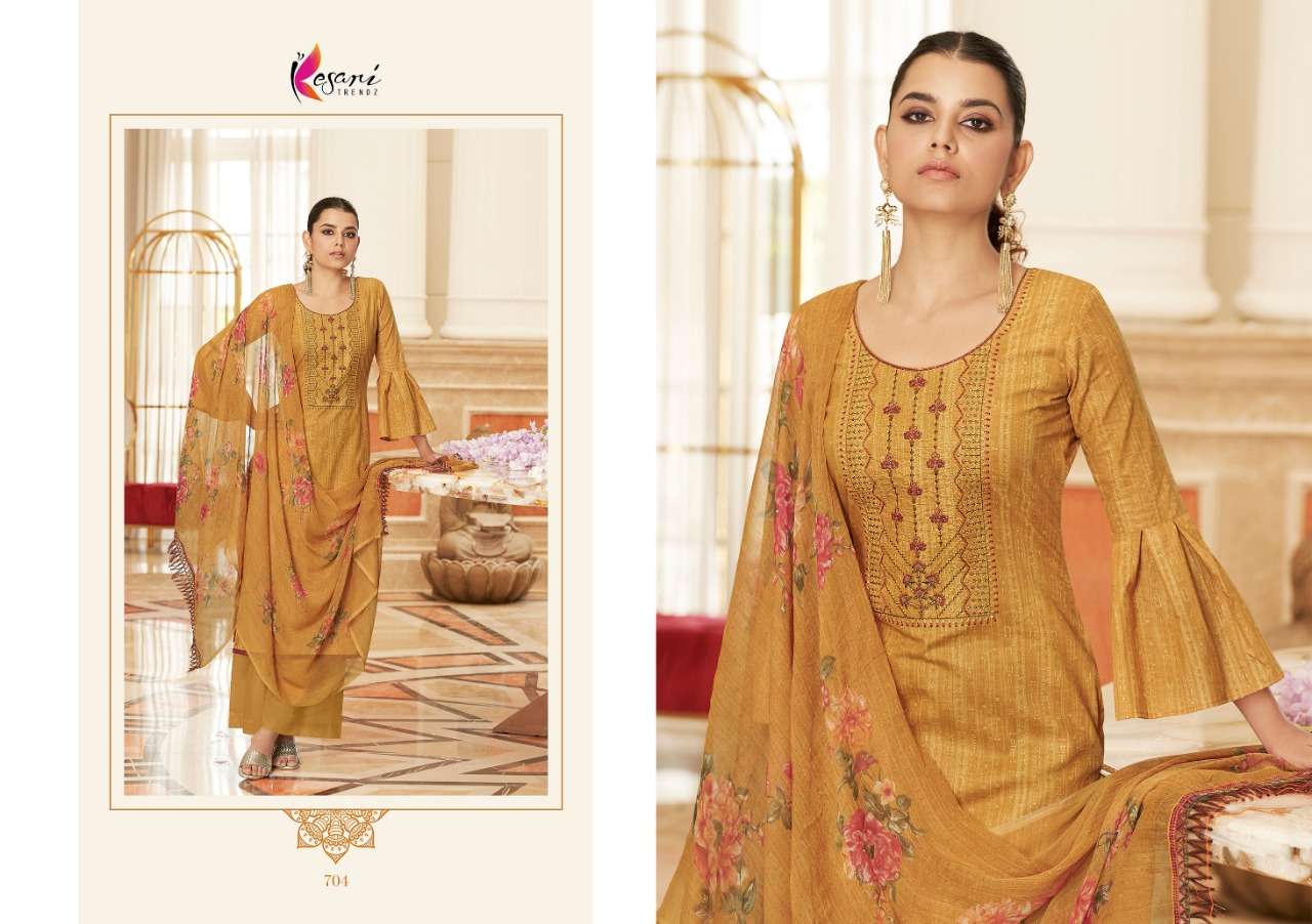 PALAK BY KESARI TRENDZ 701 TO 708 SERIES BEAUTIFUL SUITS COLORFUL STYLISH FANCY CASUAL WEAR & ETHNIC WEAR PURE CAMBRIC COTTON EMBROIDERED DRESSES AT WHOLESALE PRICE