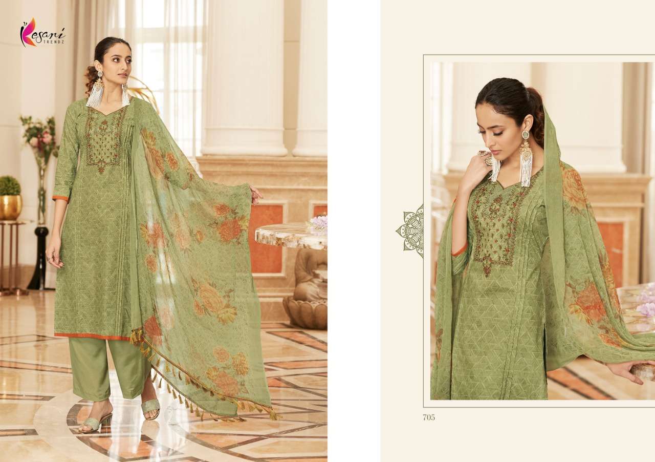 PALAK BY KESARI TRENDZ 701 TO 708 SERIES BEAUTIFUL SUITS COLORFUL STYLISH FANCY CASUAL WEAR & ETHNIC WEAR PURE CAMBRIC COTTON EMBROIDERED DRESSES AT WHOLESALE PRICE