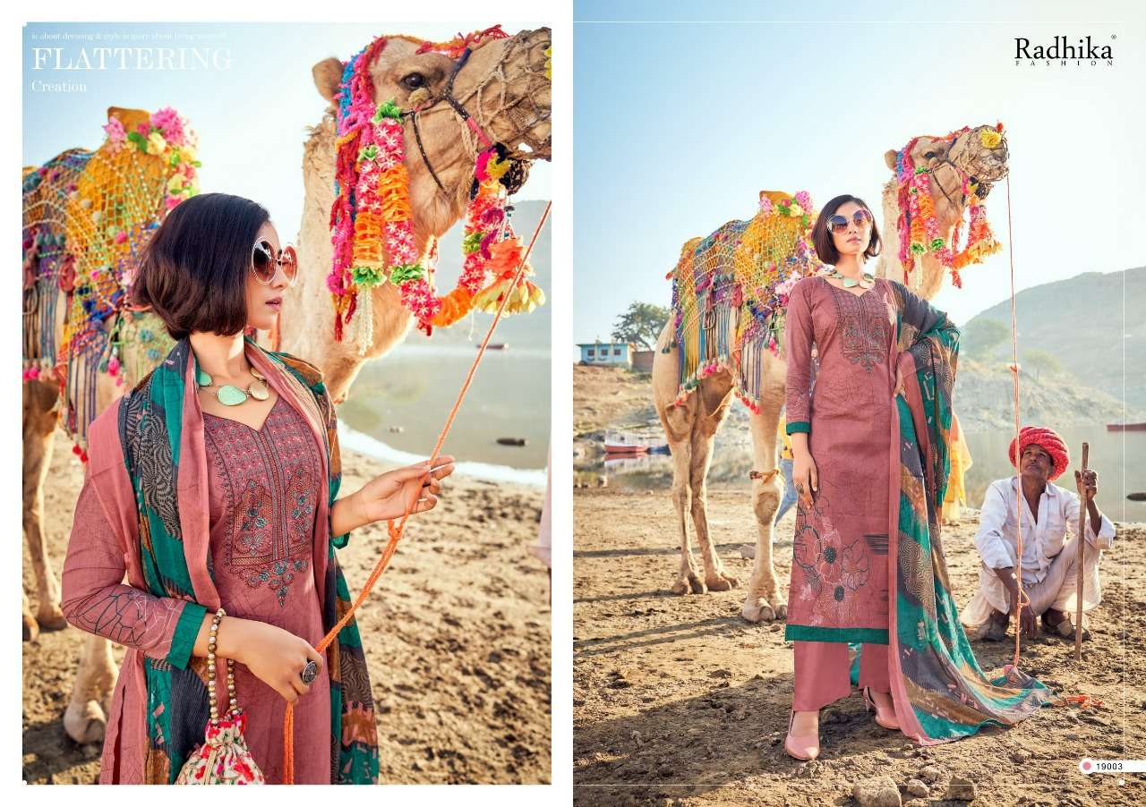 MUSSARET VOL-17 BY AZARA 19001 TO 19008 SERIES BEAUTIFUL COLORFUL STYLISH PRETTY PARTY WEAR CASUAL WEAR OCCASIONAL WEAR PURE CAMBRIC COTTON PRINT WITH EMBROIDERED DRESSES AT WHOLESALE PRICE