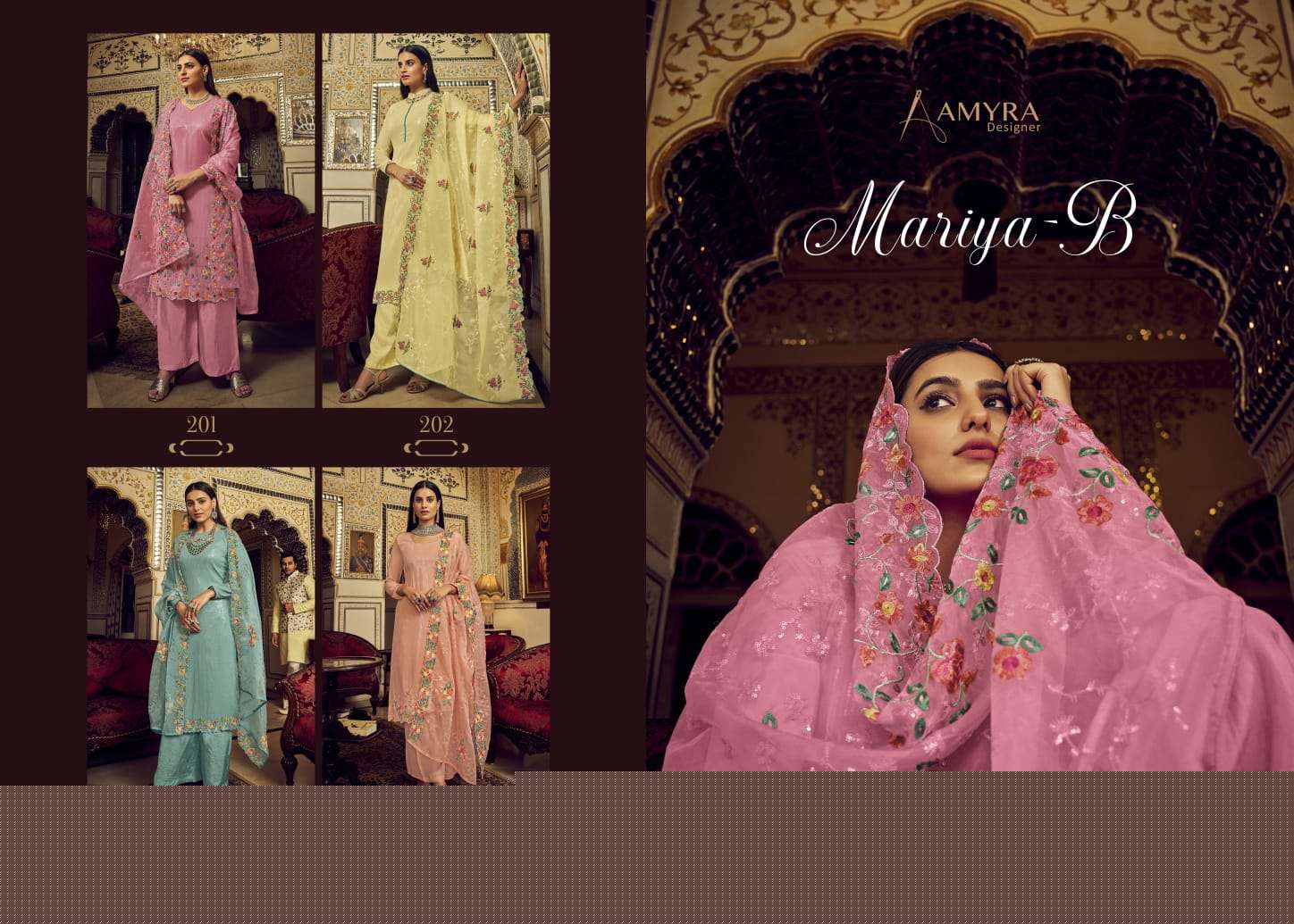 Mariya B By Amyra Designer 201 To 204 Series Beautiful Stylish Sharara Suits Fancy Colorful Casual Wear & Ethnic Wear & Ready To Wear Heavy Georgette Embroidered Dresses At Wholesale Price