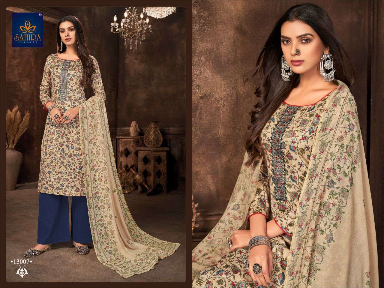 SAHIRA 13007 COLOURS BY SAHIRA EXPORTS 13007-A TO 13007-D SERIES BEAUTIFUL STYLISH SUITS FANCY COLORFUL CASUAL WEAR & ETHNIC WEAR & READY TO WEAR PURE JAM SILK COTTON PRINTED DRESSES AT WHOLESALE PRICE