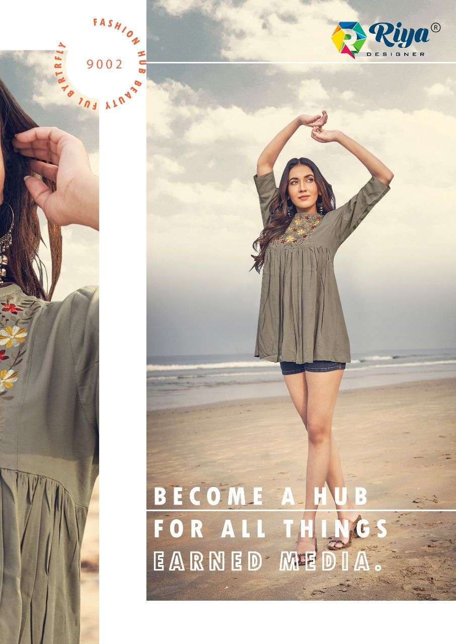 COMPASS VOL-9 BY RIYA DESIGNER 9001 TO 9006 SERIES BEAUTIFUL COLORFUL STYLISH FANCY CASUAL WEAR & READY TO WEAR PURE RAYON DYED TOPS AT WHOLESALE PRICE