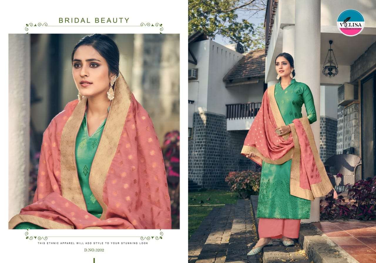 TASVEER BY VELISA 3201 TO 3204 SERIES BEAUTIFUL SUITS COLORFUL STYLISH FANCY CASUAL WEAR & ETHNIC WEAR DOLA VISCOSE JACQUARD SILK DRESSES AT WHOLESALE PRICE