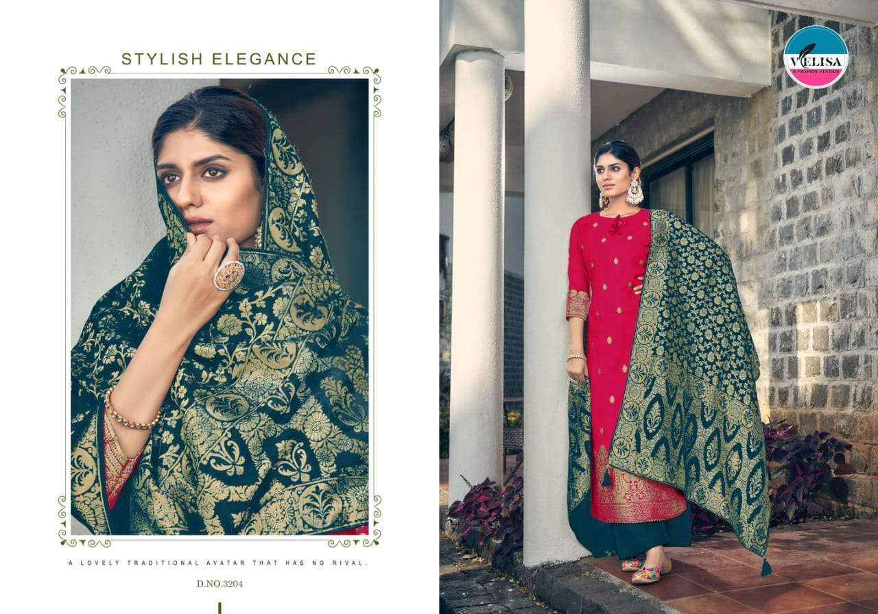 TASVEER BY VELISA 3201 TO 3204 SERIES BEAUTIFUL SUITS COLORFUL STYLISH FANCY CASUAL WEAR & ETHNIC WEAR DOLA VISCOSE JACQUARD SILK DRESSES AT WHOLESALE PRICE