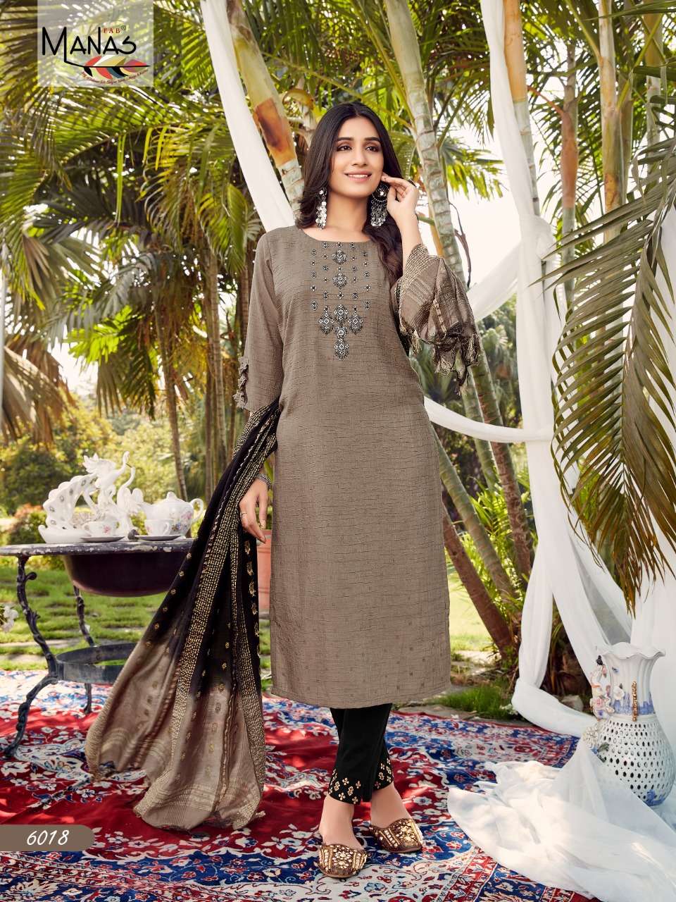 ARINA VOL-3 BY MANAS FAB 6013 TO 6018 SERIES DESIGNER SUITS BEAUTIFUL STYLISH FANCY COLORFUL PARTY WEAR & OCCASIONAL WEAR FANCY DRESSES AT WHOLESALE PRICE
