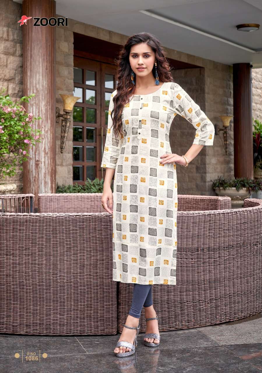 AKSHARA VOL-14 BY ZOORI 1081 TO 1086 SERIES DESIGNER STYLISH FANCY COLORFUL BEAUTIFUL PARTY WEAR & ETHNIC WEAR COLLECTION RAYON PRINT KURTIS AT WHOLESALE PRICE