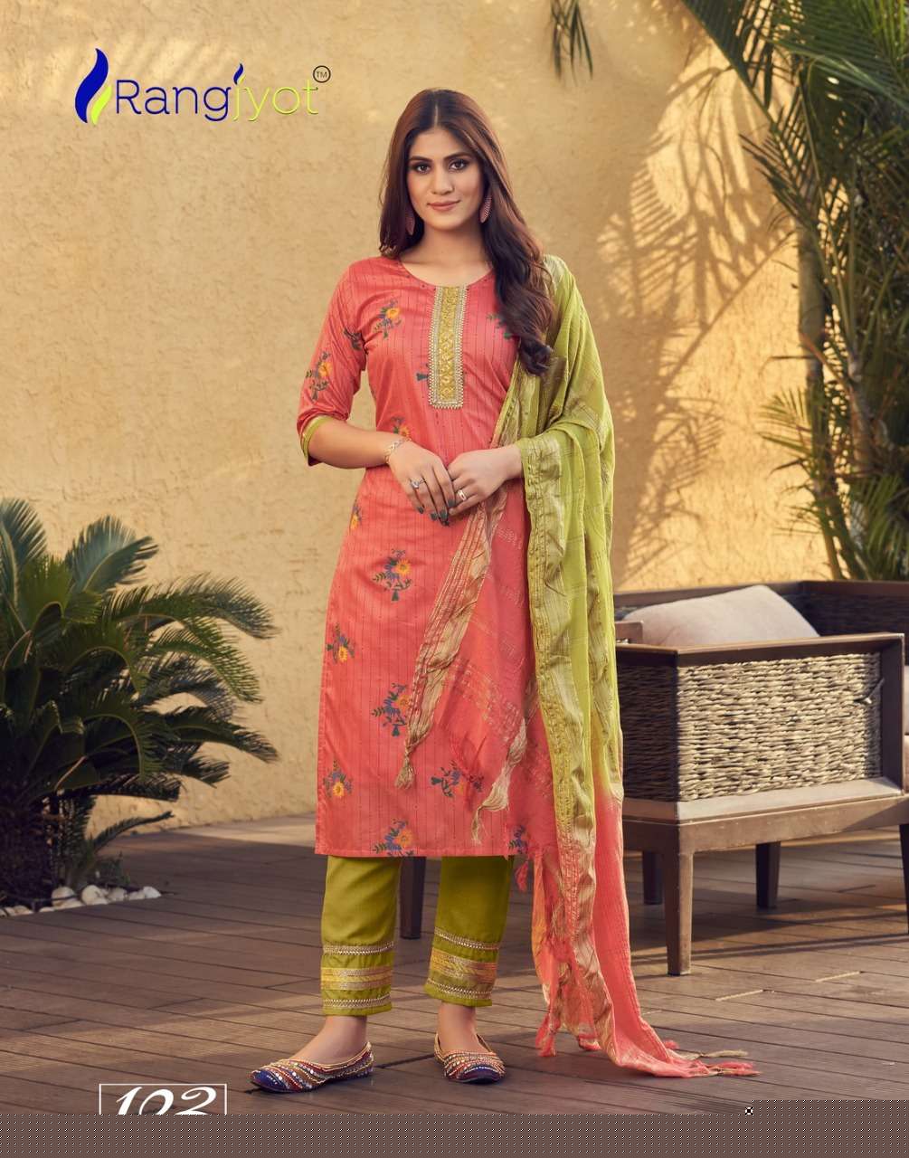 SAHELI BY RANGJYOT FASHION 101 TO 108 SERIES BEAUTIFUL SUITS COLORFUL STYLISH FANCY CASUAL WEAR & ETHNIC WEAR CHANDERI PRINT DRESSES AT WHOLESALE PRICE