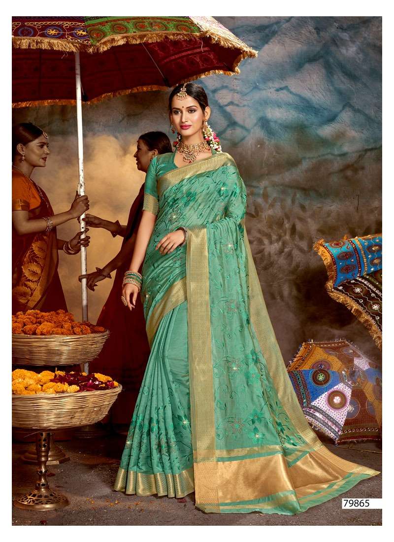SUNNY DAYS BY LIFESTYLE 79861 TO 79866 SERIES INDIAN TRADITIONAL WEAR COLLECTION BEAUTIFUL STYLISH FANCY COLORFUL PARTY WEAR & OCCASIONAL WEAR ORGANZA SAREES AT WHOLESALE PRICE