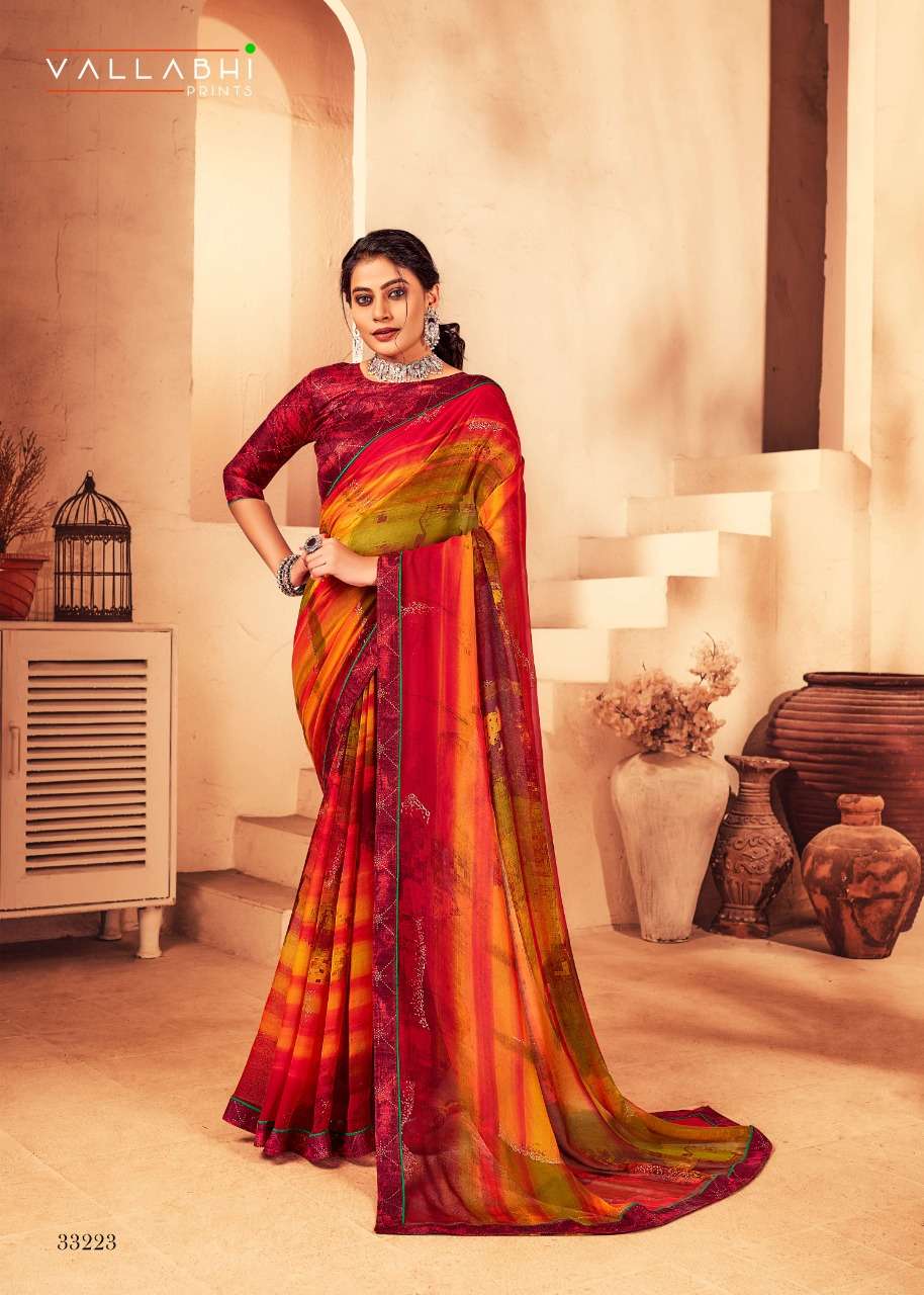 VIPASA VOL-2 BY VALLABHI PRINTS 23216 TO 23223 SERIES INDIAN TRADITIONAL WEAR COLLECTION BEAUTIFUL STYLISH FANCY COLORFUL PARTY WEAR & OCCASIONAL WEAR GEORGETTE PRINT SAREES AT WHOLESALE PRICE