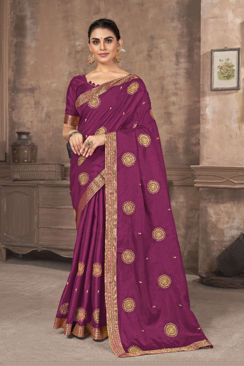 ST-1337 SERIES BY FASHID WHOLESALE 1337 TO 1341 SERIES INDIAN TRADITIONAL WEAR COLLECTION BEAUTIFUL STYLISH FANCY COLORFUL PARTY WEAR & OCCASIONAL WEAR VICHITRA SILK SAREES AT WHOLESALE PRICE