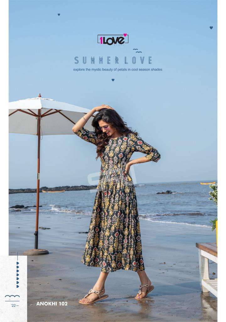 ANOKHI SUMMER LOVE BY 1 LOVE 101 TO 106 SERIES BEAUTIFUL SUITS COLORFUL STYLISH FANCY CASUAL WEAR & ETHNIC WEAR COTTON RAYON DRESSES AT WHOLESALE PRICE