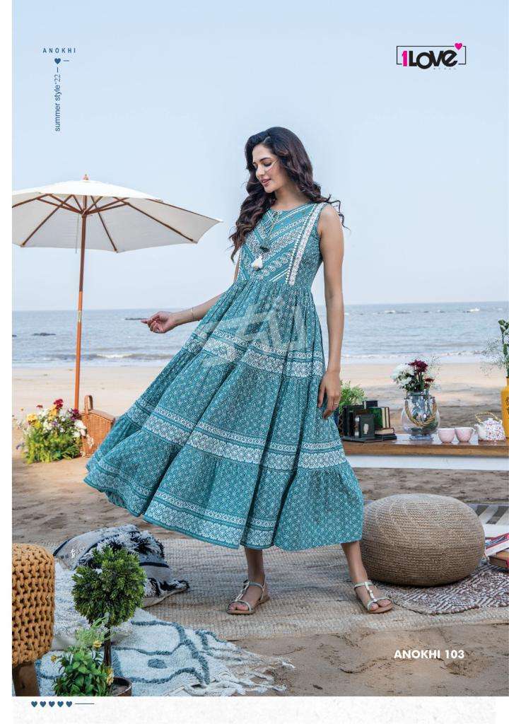 ANOKHI SUMMER LOVE BY 1 LOVE 101 TO 106 SERIES BEAUTIFUL SUITS COLORFUL STYLISH FANCY CASUAL WEAR & ETHNIC WEAR COTTON RAYON DRESSES AT WHOLESALE PRICE