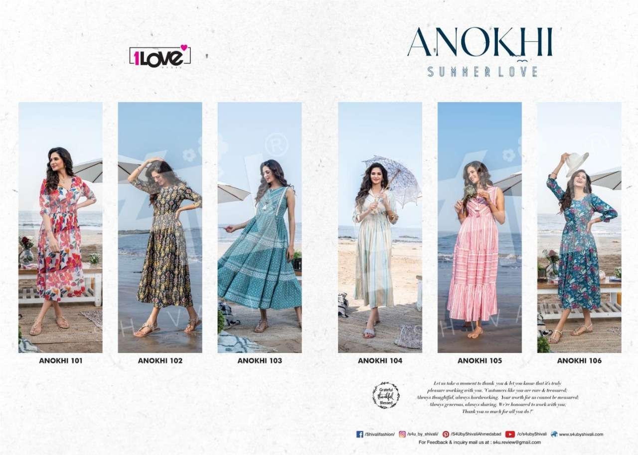ANOKHI SUMMER LOVE BY 1 LOVE 101 TO 106 SERIES BEAUTIFUL SUITS COLORFUL STYLISH FANCY CASUAL WEAR & ETHNIC WEAR COTTON RAYON DRESSES AT WHOLESALE PRICE