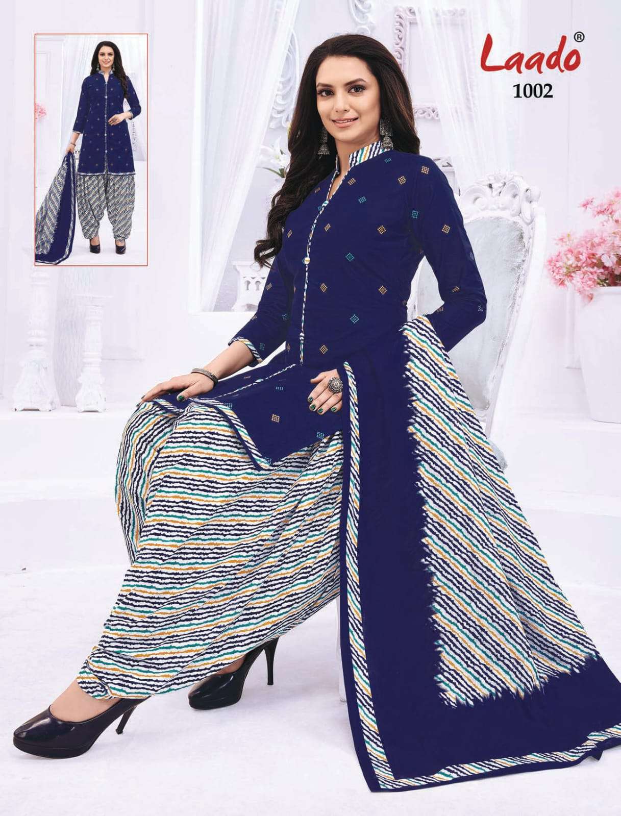 PRITI PATIALA VOL-10 BY LAADO 1001 TO 1020 SERIES BEAUTIFUL SUITS STYLISH FANCY COLORFUL PARTY WEAR & OCCASIONAL WEAR COTTON PRINTED DRESSES AT WHOLESALE PRICE
