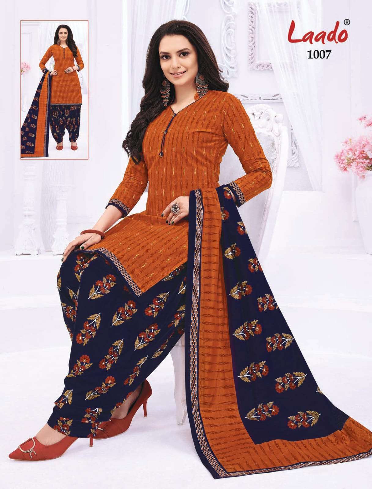 PRITI PATIALA VOL-10 BY LAADO 1001 TO 1020 SERIES BEAUTIFUL SUITS STYLISH FANCY COLORFUL PARTY WEAR & OCCASIONAL WEAR COTTON PRINTED DRESSES AT WHOLESALE PRICE