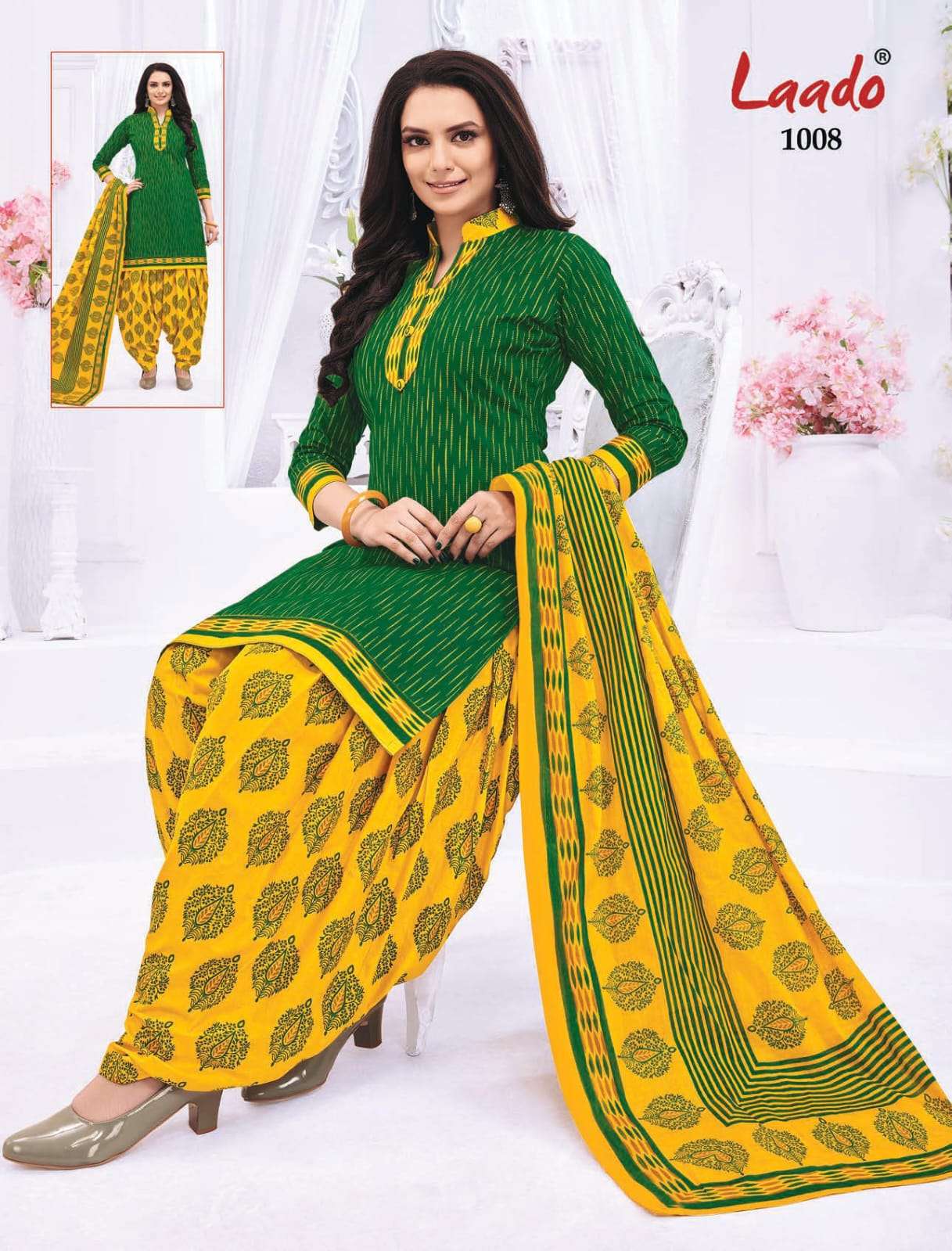 PRITI PATIALA VOL-10 BY LAADO 1001 TO 1020 SERIES BEAUTIFUL SUITS STYLISH FANCY COLORFUL PARTY WEAR & OCCASIONAL WEAR COTTON PRINTED DRESSES AT WHOLESALE PRICE