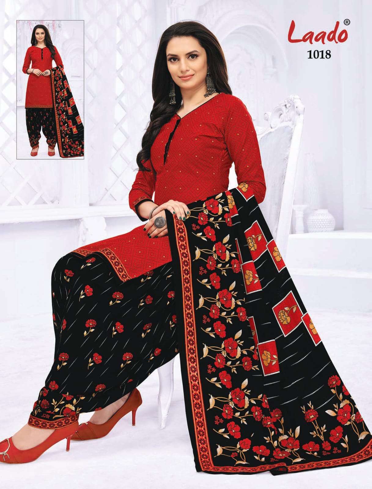 PRITI PATIALA VOL-10 BY LAADO 1001 TO 1020 SERIES BEAUTIFUL SUITS STYLISH FANCY COLORFUL PARTY WEAR & OCCASIONAL WEAR COTTON PRINTED DRESSES AT WHOLESALE PRICE