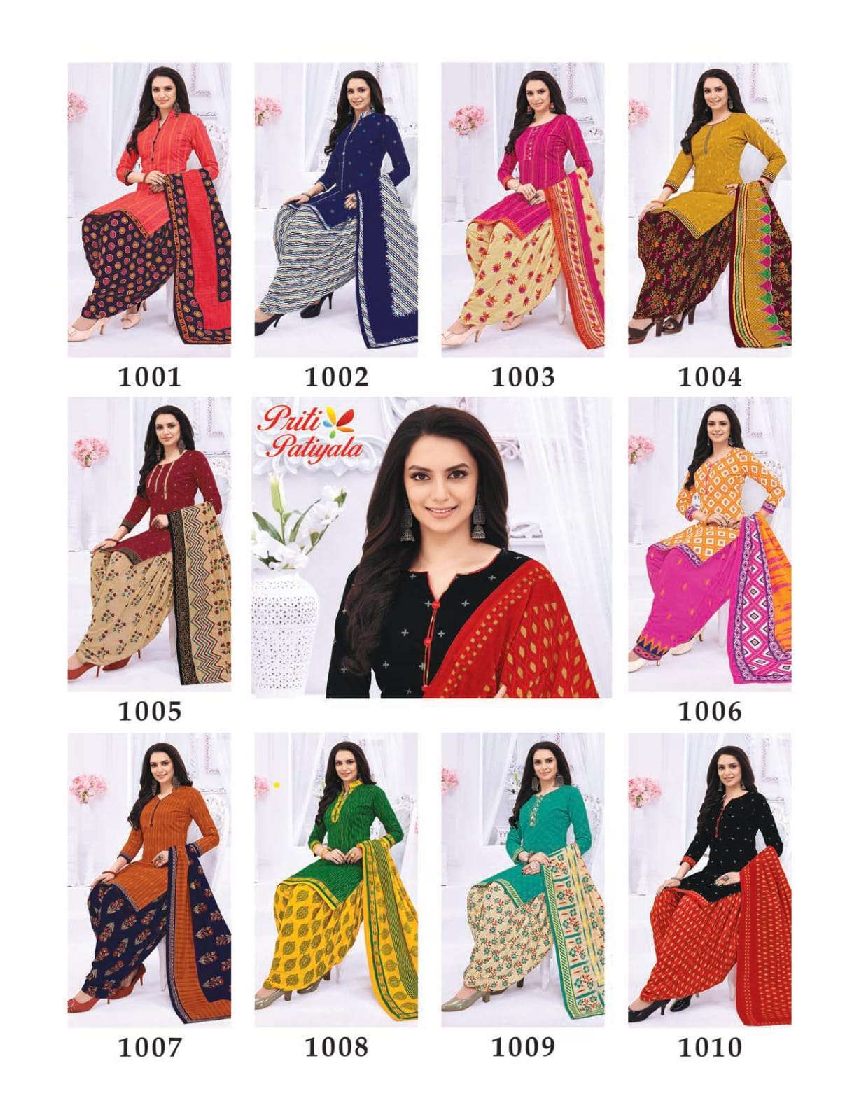 PRITI PATIALA VOL-10 BY LAADO 1001 TO 1020 SERIES BEAUTIFUL SUITS STYLISH FANCY COLORFUL PARTY WEAR & OCCASIONAL WEAR COTTON PRINTED DRESSES AT WHOLESALE PRICE