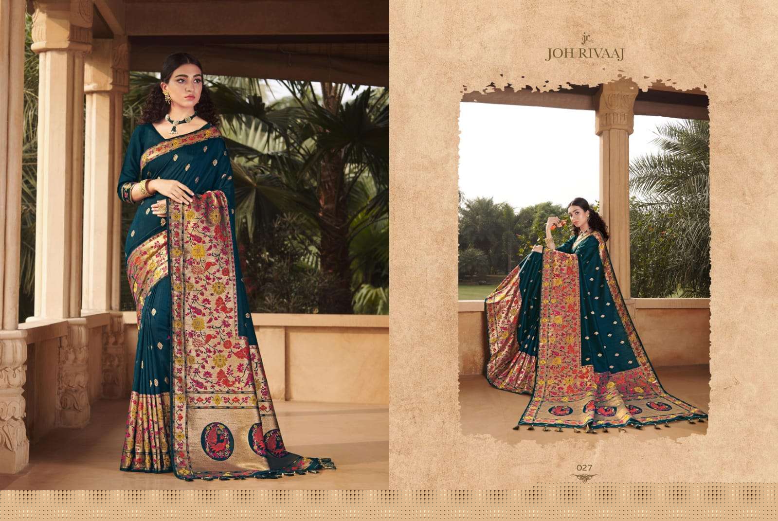 BUNAI VOL-2 BY JOH RIVAAJ 021 TO 027 SERIES INDIAN TRADITIONAL WEAR COLLECTION BEAUTIFUL STYLISH FANCY COLORFUL PARTY WEAR & OCCASIONAL WEAR SILK SAREES AT WHOLESALE PRICE