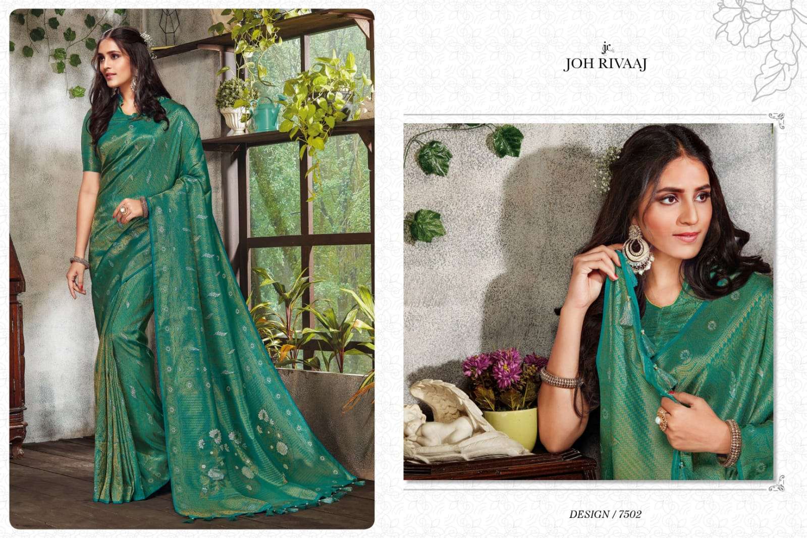 JAASHWI VOL-75 BY JOH RIVAAJ 7501 TO 7509 SERIES INDIAN TRADITIONAL WEAR COLLECTION BEAUTIFUL STYLISH FANCY COLORFUL PARTY WEAR & OCCASIONAL WEAR SILK SAREES AT WHOLESALE PRICE