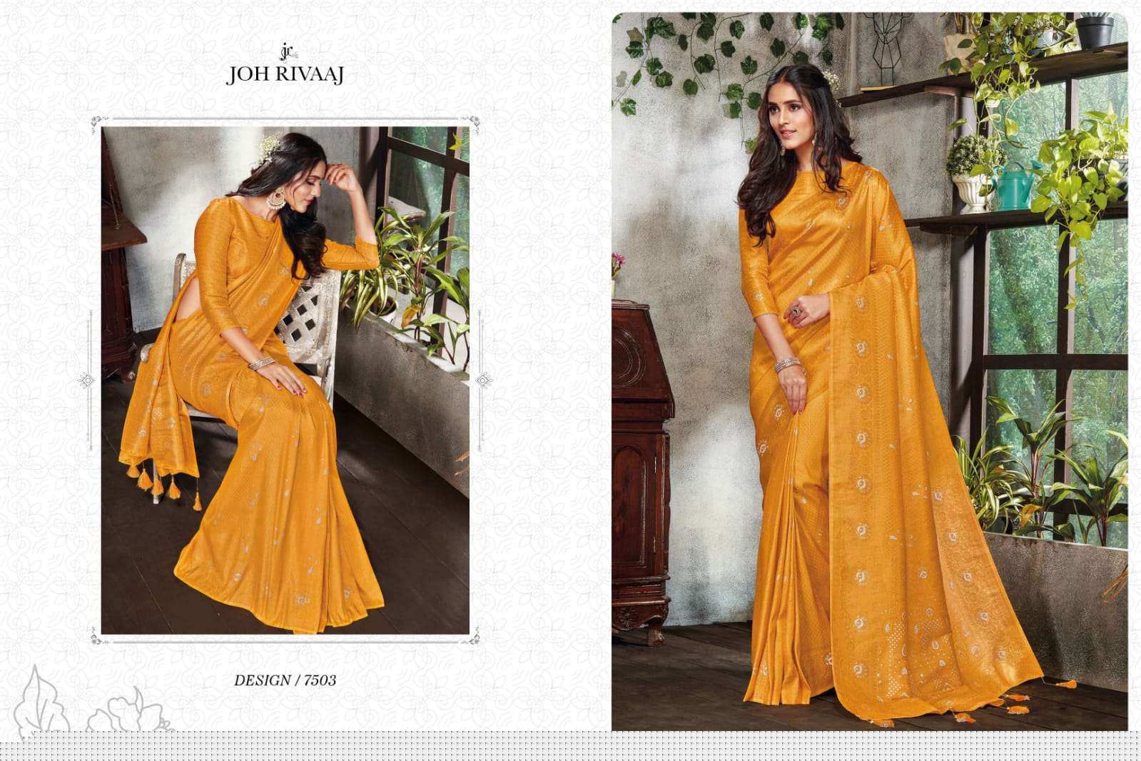 JAASHWI VOL-75 BY JOH RIVAAJ 7501 TO 7509 SERIES INDIAN TRADITIONAL WEAR COLLECTION BEAUTIFUL STYLISH FANCY COLORFUL PARTY WEAR & OCCASIONAL WEAR SILK SAREES AT WHOLESALE PRICE