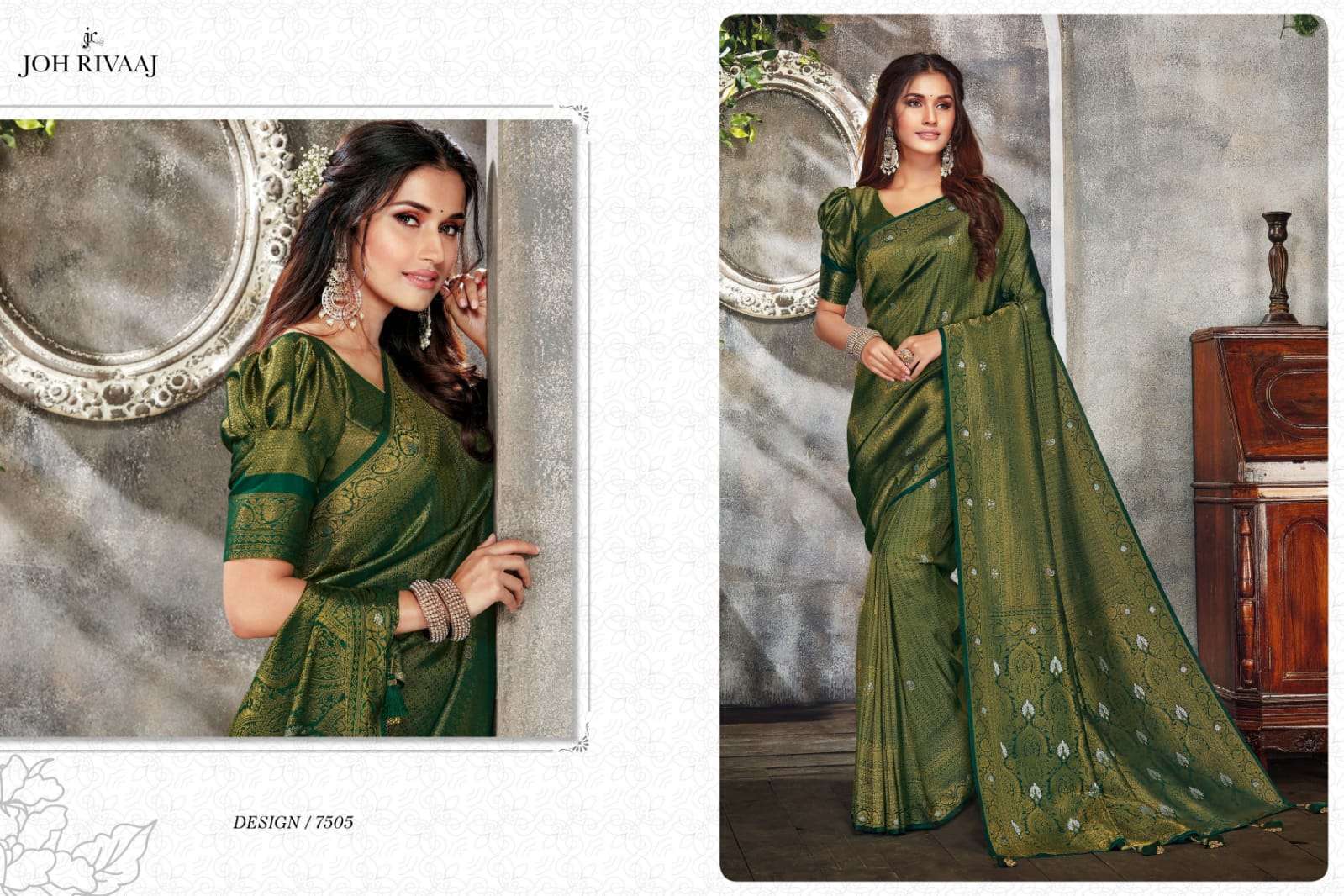 JAASHWI VOL-75 BY JOH RIVAAJ 7501 TO 7509 SERIES INDIAN TRADITIONAL WEAR COLLECTION BEAUTIFUL STYLISH FANCY COLORFUL PARTY WEAR & OCCASIONAL WEAR SILK SAREES AT WHOLESALE PRICE