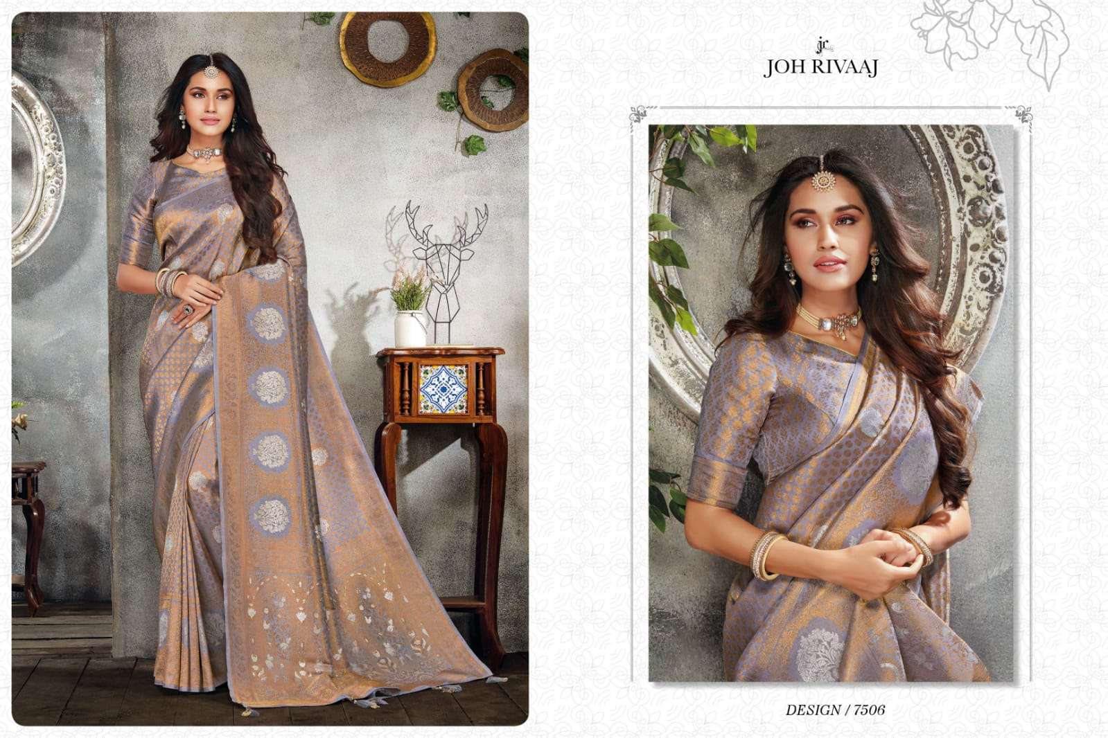JAASHWI VOL-75 BY JOH RIVAAJ 7501 TO 7509 SERIES INDIAN TRADITIONAL WEAR COLLECTION BEAUTIFUL STYLISH FANCY COLORFUL PARTY WEAR & OCCASIONAL WEAR SILK SAREES AT WHOLESALE PRICE