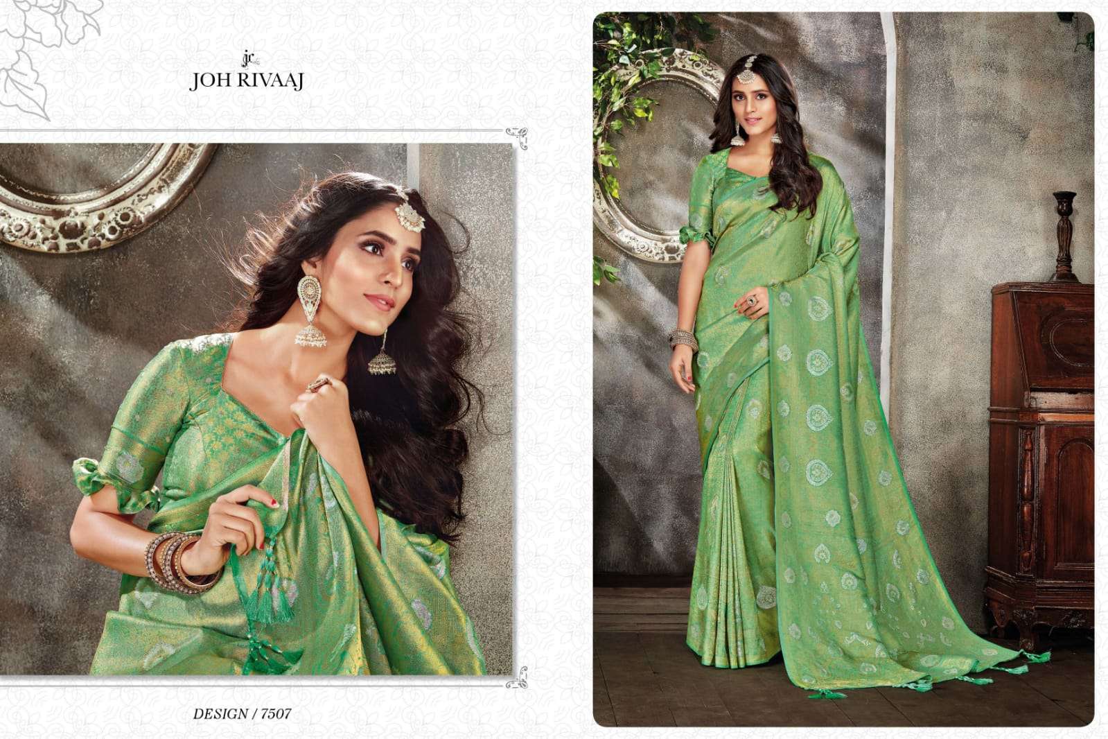 JAASHWI VOL-75 BY JOH RIVAAJ 7501 TO 7509 SERIES INDIAN TRADITIONAL WEAR COLLECTION BEAUTIFUL STYLISH FANCY COLORFUL PARTY WEAR & OCCASIONAL WEAR SILK SAREES AT WHOLESALE PRICE