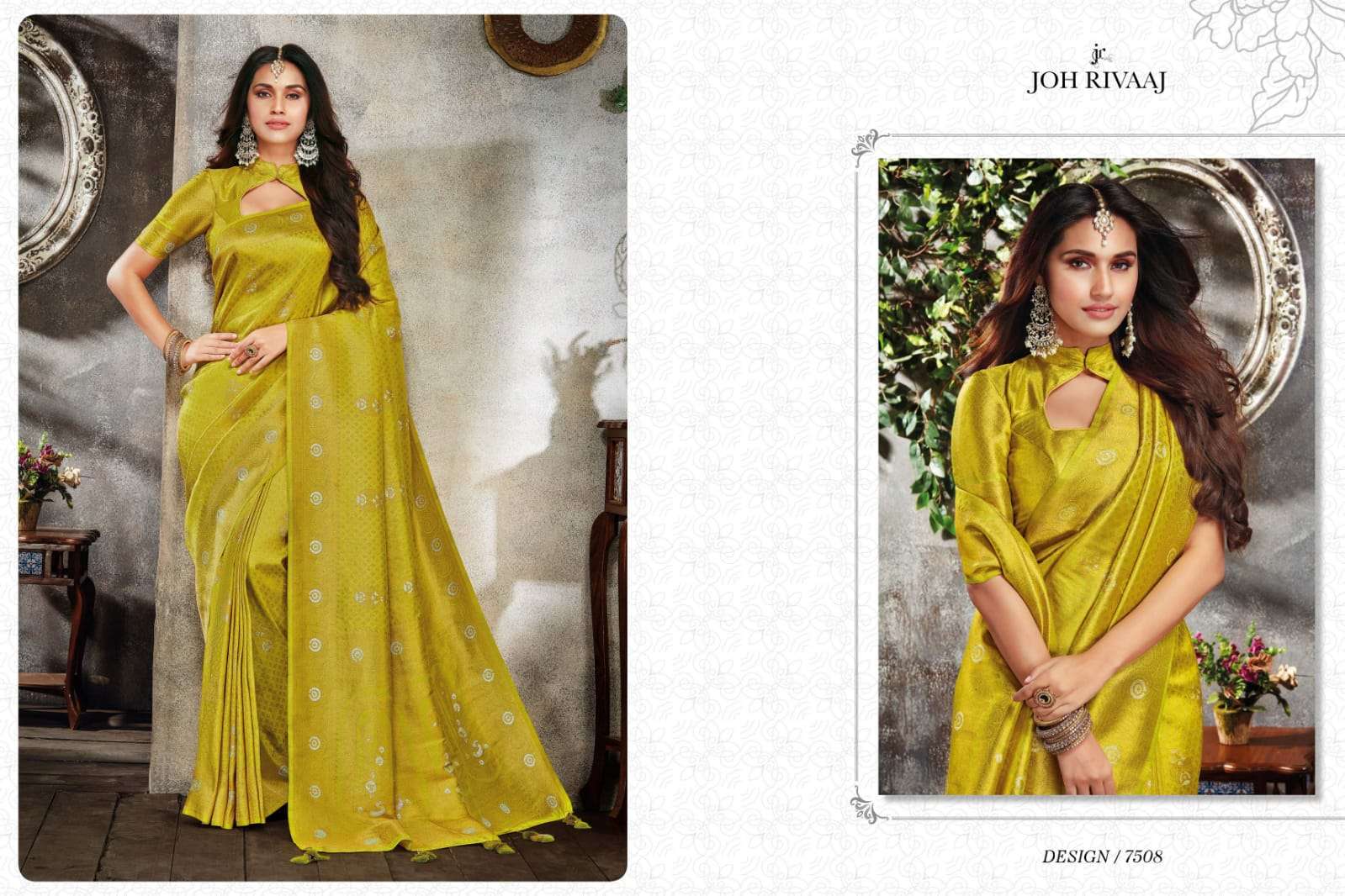 JAASHWI VOL-75 BY JOH RIVAAJ 7501 TO 7509 SERIES INDIAN TRADITIONAL WEAR COLLECTION BEAUTIFUL STYLISH FANCY COLORFUL PARTY WEAR & OCCASIONAL WEAR SILK SAREES AT WHOLESALE PRICE
