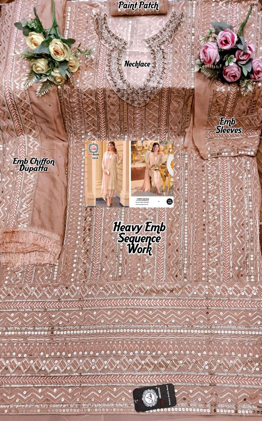 AFFAN CREATION HIT DESIGN 128 COLOURS BY AFFAN CREATION 128-A TO 128-D SERIES BEAUTIFUL PAKISTANI SUITS COLORFUL STYLISH FANCY CASUAL WEAR & ETHNIC WEAR FAUX GEORGETTE WITH EMBROIDERY DRESSES AT WHOLESALE PRICE