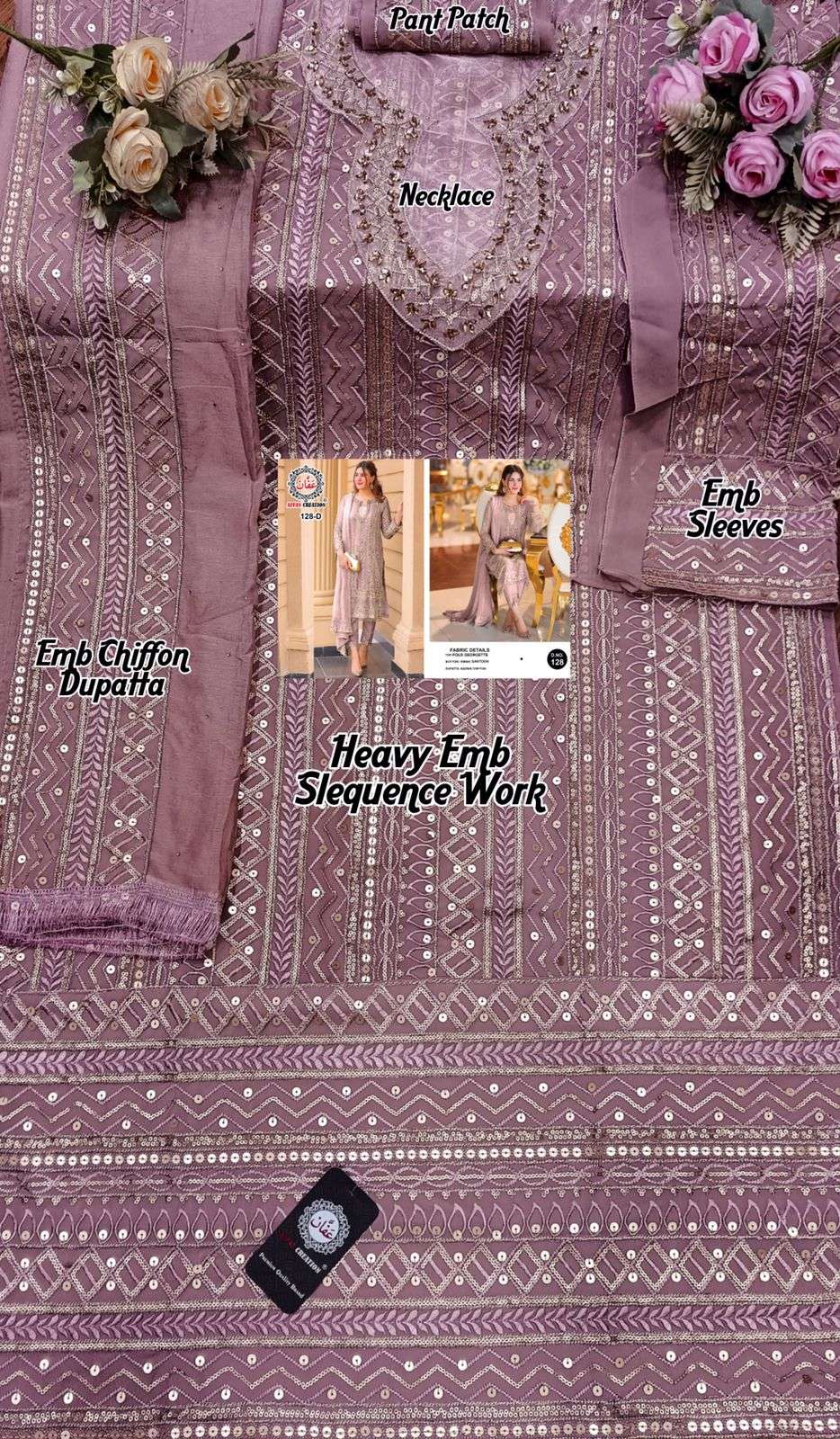 AFFAN CREATION HIT DESIGN 128 COLOURS BY AFFAN CREATION 128-A TO 128-D SERIES BEAUTIFUL PAKISTANI SUITS COLORFUL STYLISH FANCY CASUAL WEAR & ETHNIC WEAR FAUX GEORGETTE WITH EMBROIDERY DRESSES AT WHOLESALE PRICE