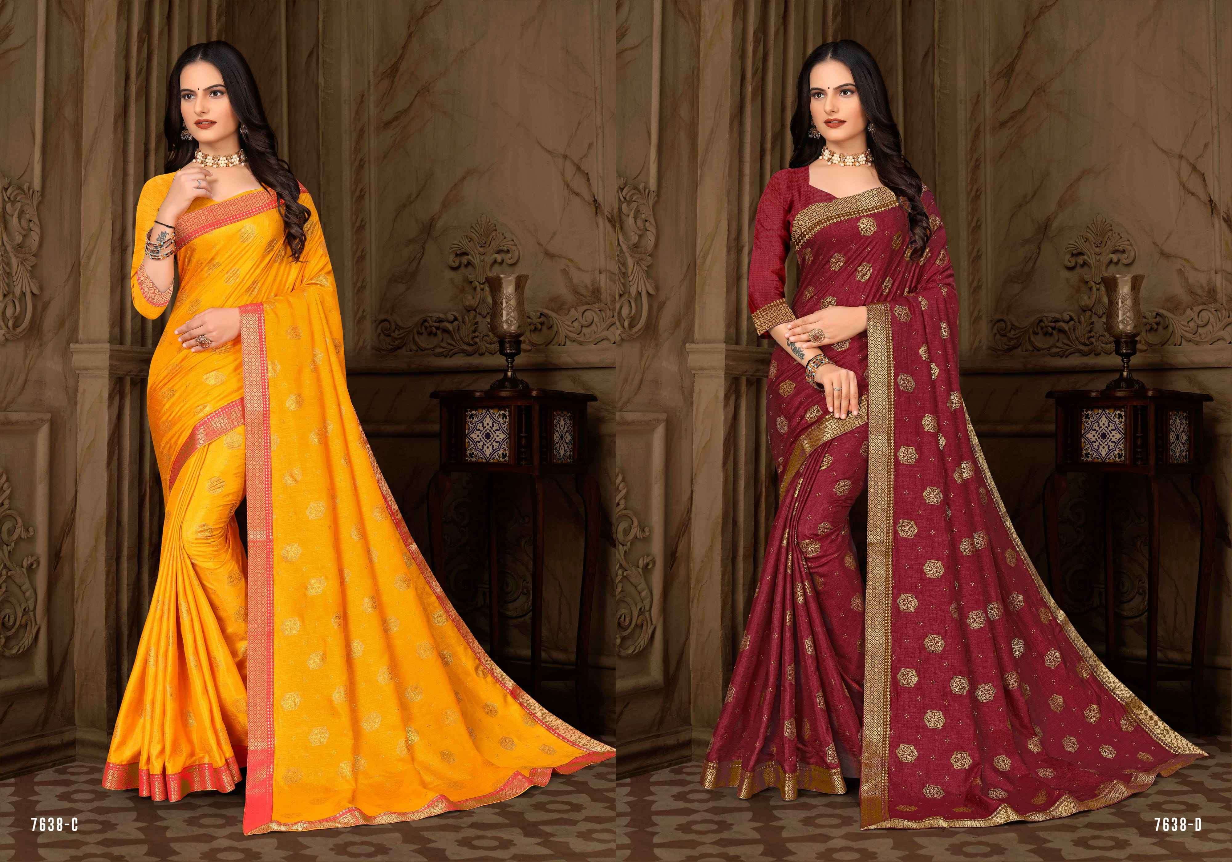 PISTA RABDI VOL-3 BY INDIAN WOMEN 7638-A TO 7638-H SERIES INDIAN TRADITIONAL WEAR COLLECTION BEAUTIFUL STYLISH FANCY COLORFUL PARTY WEAR & OCCASIONAL WEAR VICHITRA SILK SAREES AT WHOLESALE PRICE