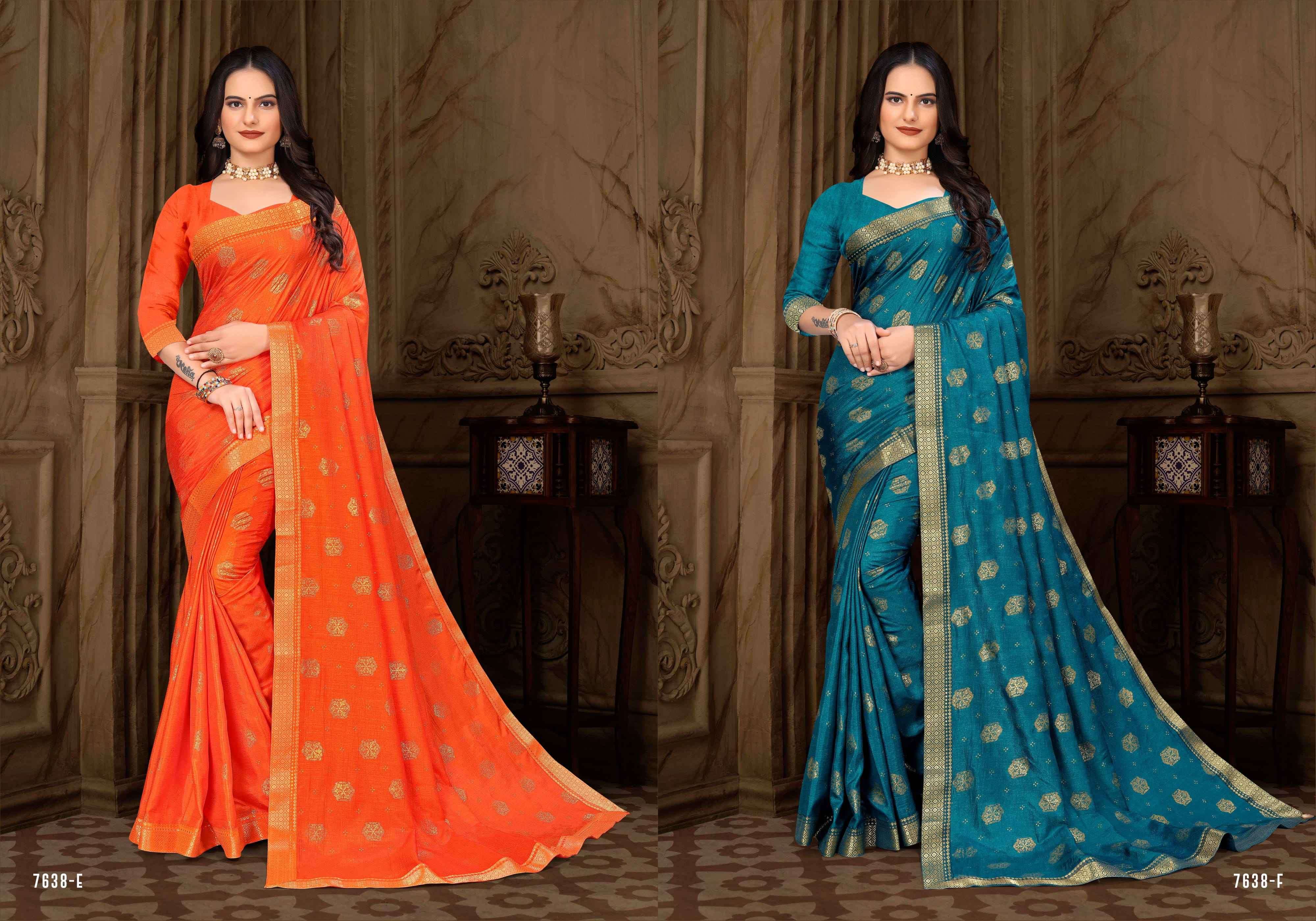 PISTA RABDI VOL-3 BY INDIAN WOMEN 7638-A TO 7638-H SERIES INDIAN TRADITIONAL WEAR COLLECTION BEAUTIFUL STYLISH FANCY COLORFUL PARTY WEAR & OCCASIONAL WEAR VICHITRA SILK SAREES AT WHOLESALE PRICE