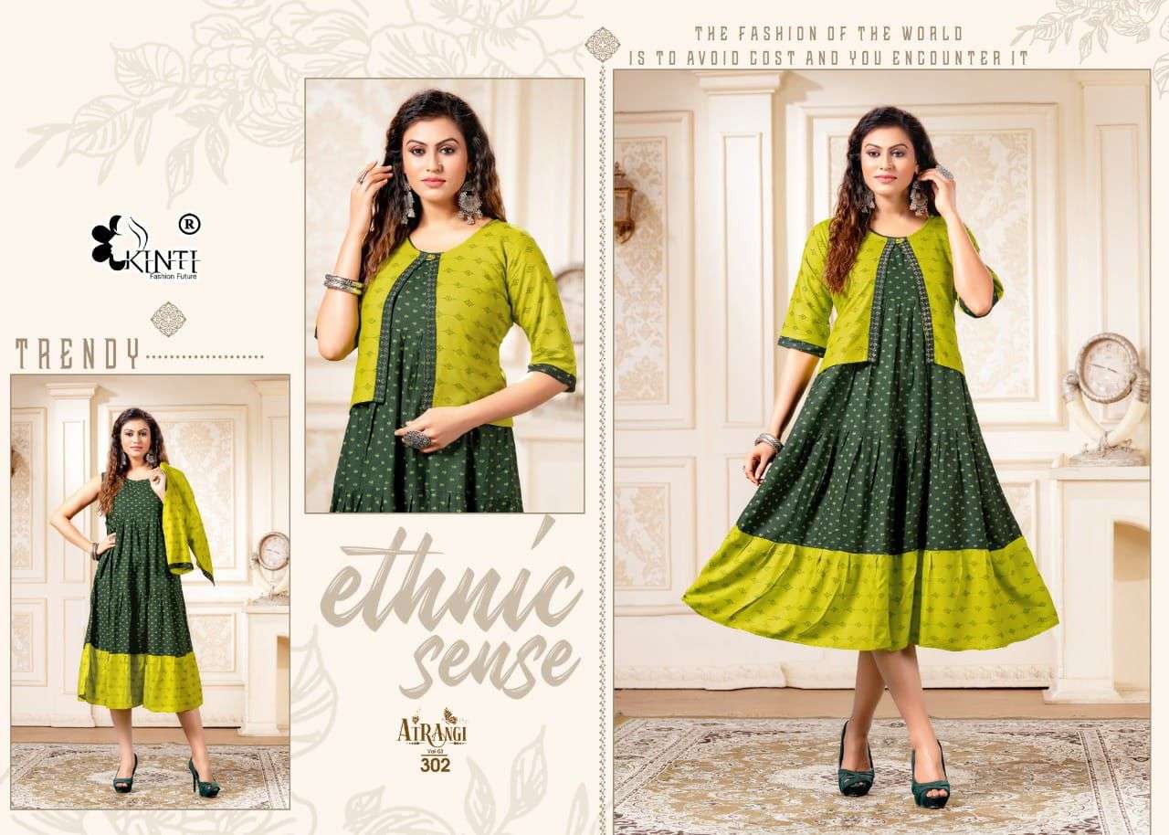 ATRANGI VOL-3 BY KINTI 301 TO 308 SERIES DESIGNER STYLISH FANCY COLORFUL BEAUTIFUL PARTY WEAR & ETHNIC WEAR COLLECTION RAYON PRINT KURTIS AT WHOLESALE PRICE