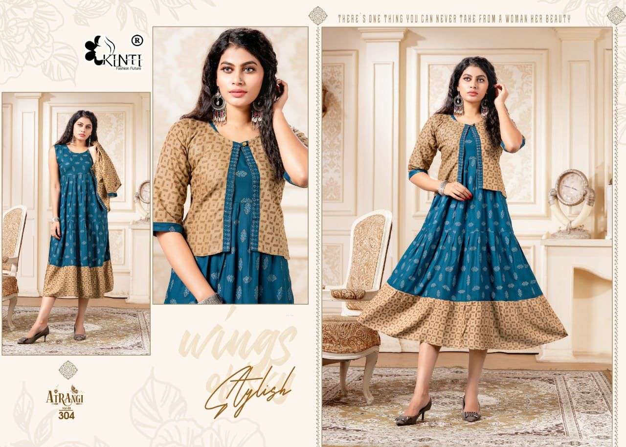 ATRANGI VOL-3 BY KINTI 301 TO 308 SERIES DESIGNER STYLISH FANCY COLORFUL BEAUTIFUL PARTY WEAR & ETHNIC WEAR COLLECTION RAYON PRINT KURTIS AT WHOLESALE PRICE
